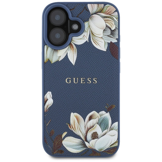 MagSafe cover til Apple iPhone 16, Guess, Grained Flowers, Blå