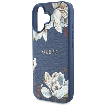 MagSafe cover til Apple iPhone 16, Guess, Grained Flowers, Blå