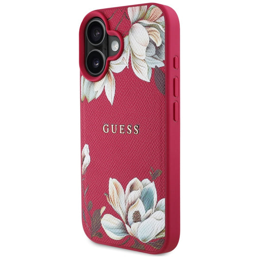 MagSafe cover til Apple iPhone 16, Guess, Grained Flowers, Fuchsia