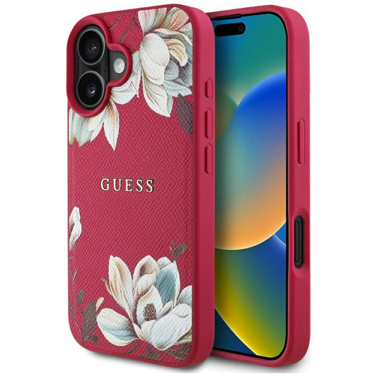 MagSafe cover til Apple iPhone 16, Guess, Grained Flowers, Fuchsia