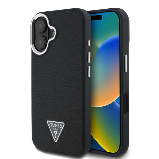 MagSafe cover til Apple iPhone 16, Guess, Grained Triangle Logo, Sort