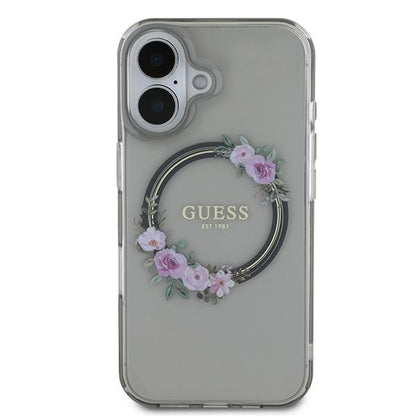 MagSafe cover til Apple iPhone 16, Guess, IML Flowers Wreath, Sort