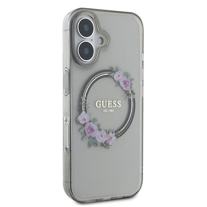 MagSafe cover til Apple iPhone 16, Guess, IML Flowers Wreath, Sort