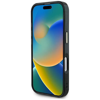 MagSafe Case for Apple iPhone 16, Guess, IML Glitter 4G Circle Triangle, Black