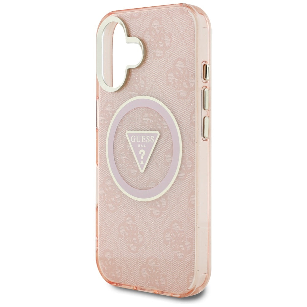 MagSafe cover til Apple iPhone 16, Guess, IML Glitter 4G Circle Triangle, Pink