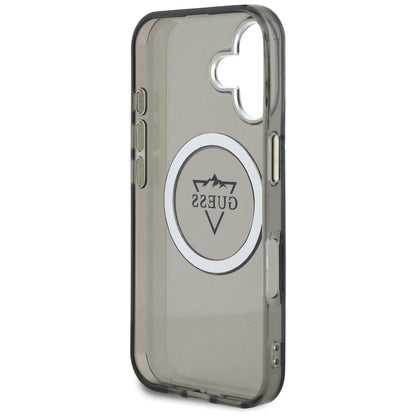 MagSafe cover til Apple iPhone 16, Guess, IML Metal Mountain Logo, Sort