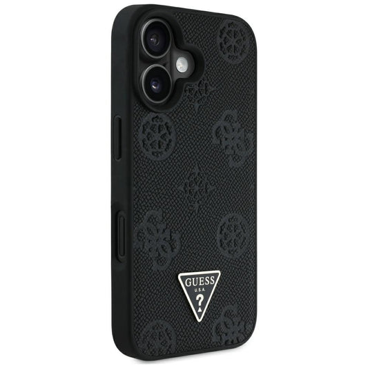 MagSafe cover til Apple iPhone 16, Guess, Peony Grained Hot Stamp Triangle, Sort