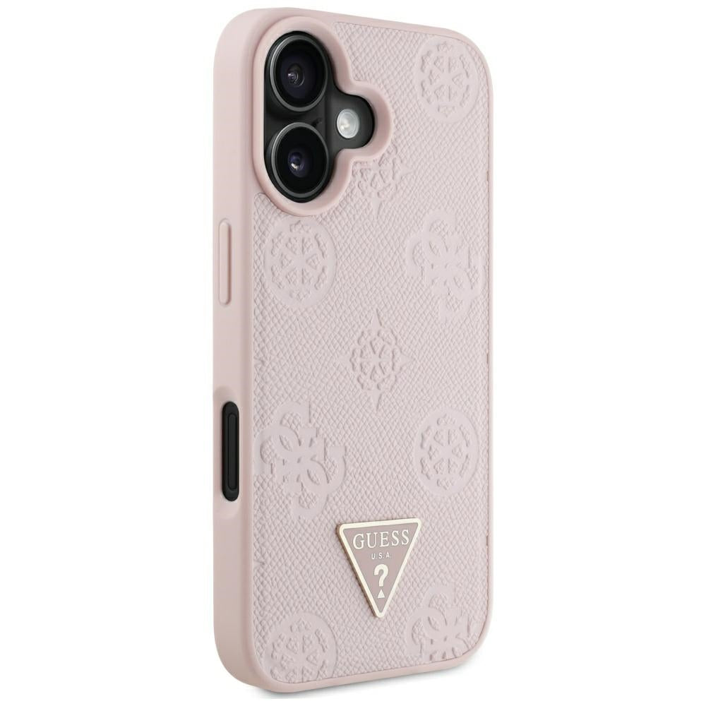 MagSafe cover til Apple iPhone 16, Guess, Peony Grained Hot Stamp Triangle, Pink