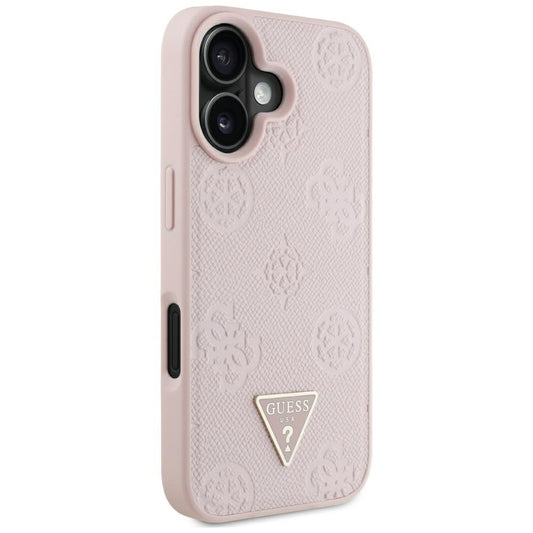 MagSafe cover til Apple iPhone 16, Guess, Peony Grained Hot Stamp Triangle, Pink