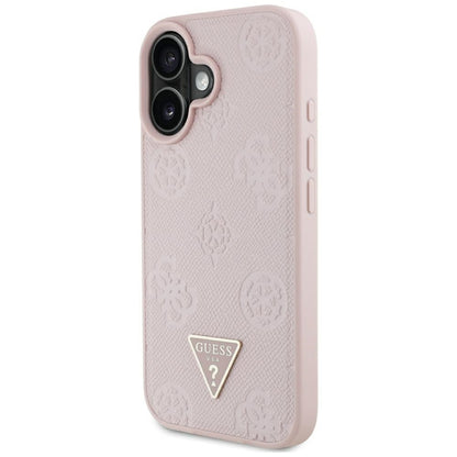 MagSafe cover til Apple iPhone 16, Guess, Peony Grained Hot Stamp Triangle, Pink