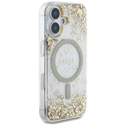 MagSafe cover til Apple iPhone 16, Guess, Resin Bottom Glitter, Gylden