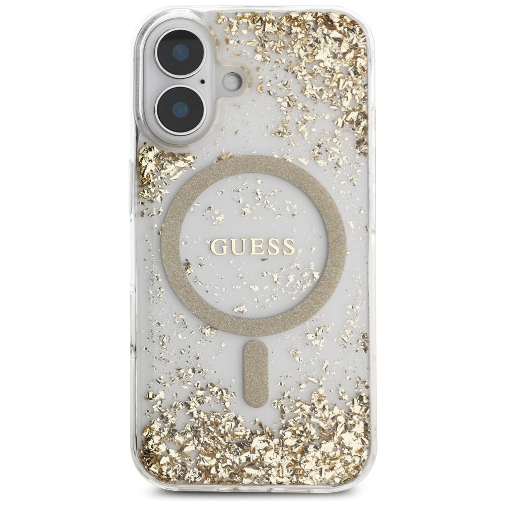 MagSafe cover til Apple iPhone 16, Guess, Resin Bottom Glitter, Gylden