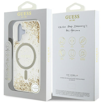 MagSafe cover til Apple iPhone 16, Guess, Resin Bottom Glitter, Gylden