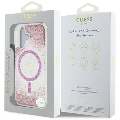 MagSafe cover til Apple iPhone 16, Guess, Resin Bottom Glitter, Pink