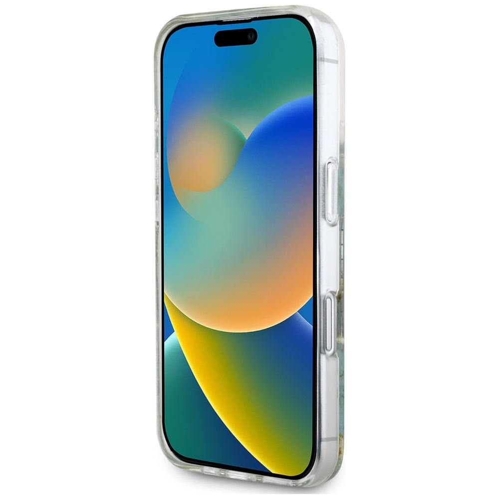 MagSafe cover til Apple iPhone 16, Guess, Resin Flowers and Glitter, Turkis