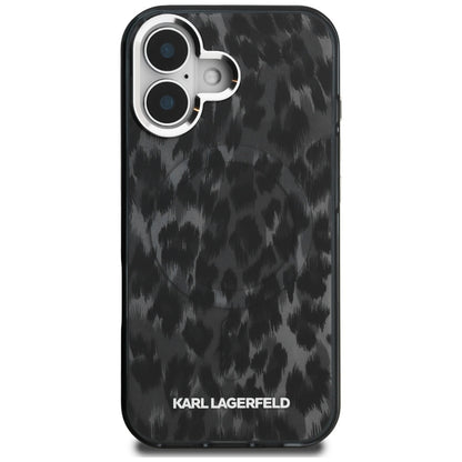 MagSafe cover til Apple iPhone 16, Karl Lagerfeld, IML Leopard Mønster, Sort