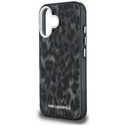 MagSafe cover til Apple iPhone 16, Karl Lagerfeld, IML Leopard Mønster, Sort