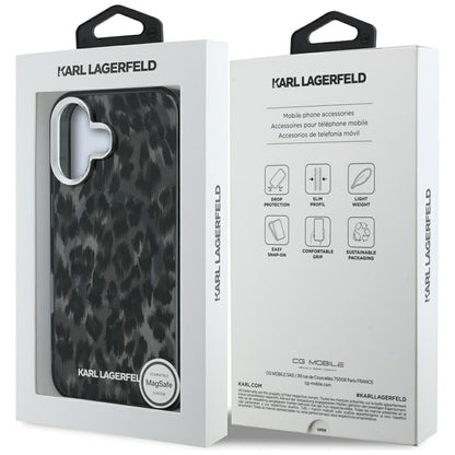 MagSafe cover til Apple iPhone 16, Karl Lagerfeld, IML Leopard Mønster, Sort