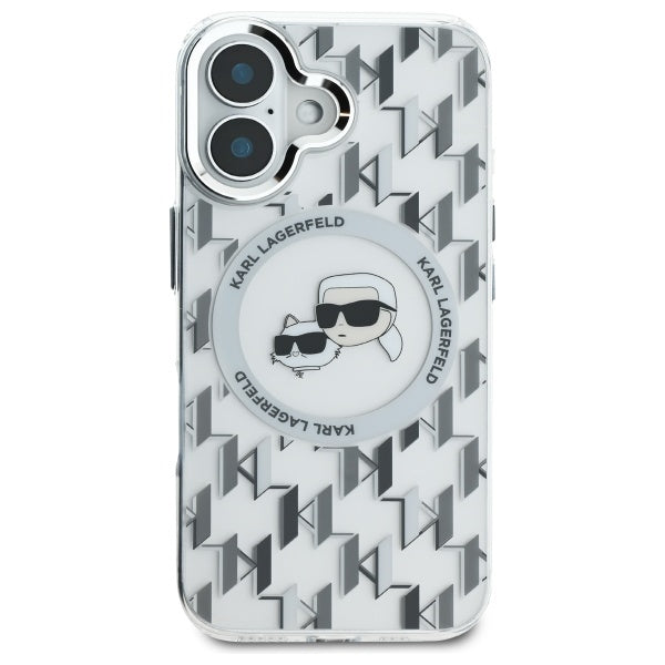 MagSafe cover til Apple iPhone 16, Karl Lagerfeld, IML Monogram Karl & Choupette's Heads, Transparent