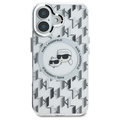 MagSafe cover til Apple iPhone 16, Karl Lagerfeld, IML Monogram Karl & Choupette's Heads, Transparent