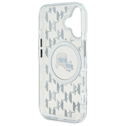 MagSafe cover til Apple iPhone 16, Karl Lagerfeld, IML Monogram Karl & Choupette's Heads, Transparent