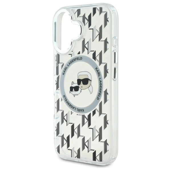 MagSafe cover til Apple iPhone 16, Karl Lagerfeld, IML Monogram Karl & Choupette's Heads, Transparent