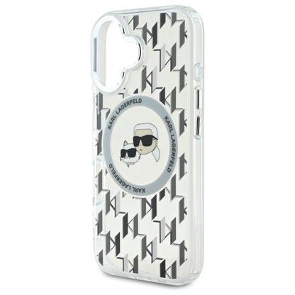 MagSafe cover til Apple iPhone 16, Karl Lagerfeld, IML Monogram Karl & Choupette's Heads, Transparent