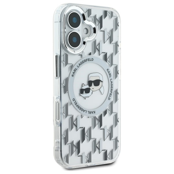 MagSafe cover til Apple iPhone 16, Karl Lagerfeld, IML Monogram Karl & Choupette's Heads, Transparent