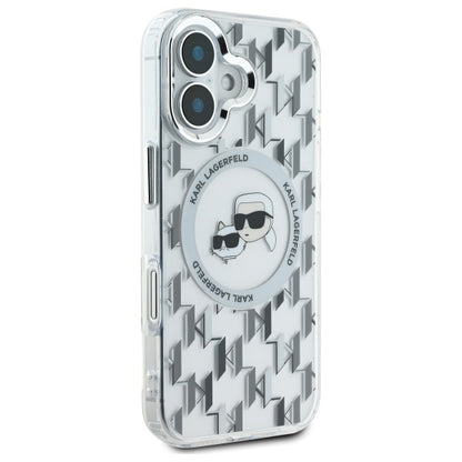 MagSafe cover til Apple iPhone 16, Karl Lagerfeld, IML Monogram Karl & Choupette's Heads, Transparent