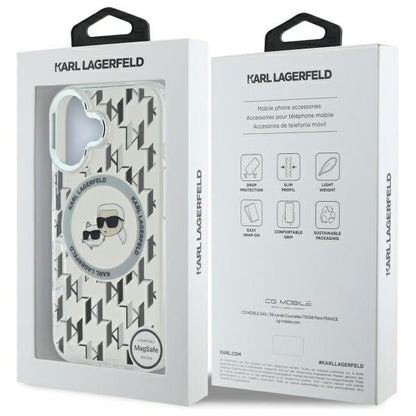 MagSafe cover til Apple iPhone 16, Karl Lagerfeld, IML Monogram Karl & Choupette's Heads, Transparent