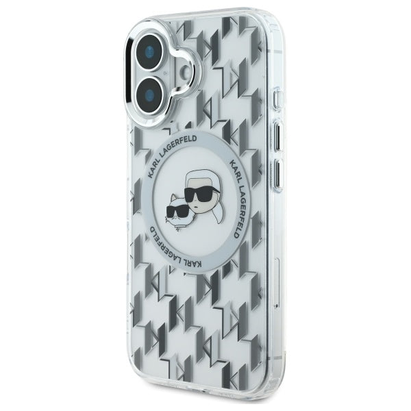 MagSafe cover til Apple iPhone 16, Karl Lagerfeld, IML Monogram Karl & Choupette's Heads, Transparent