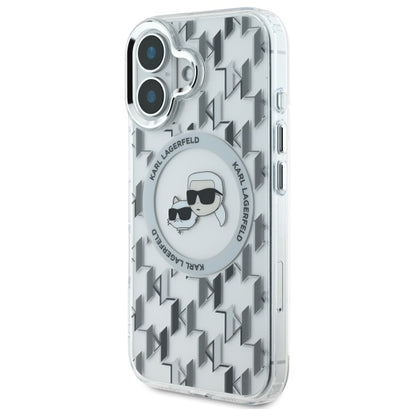 MagSafe cover til Apple iPhone 16, Karl Lagerfeld, IML Monogram Karl & Choupette's Heads, Transparent