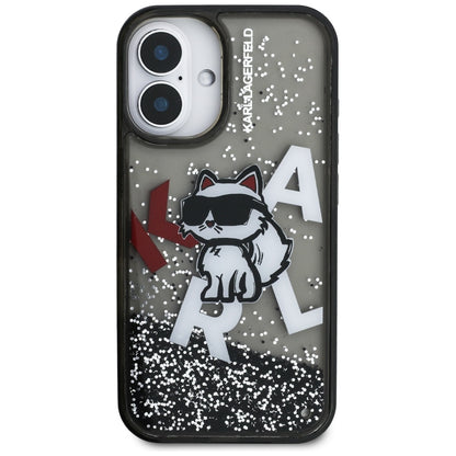 MagSafe cover til Apple iPhone 16, Karl Lagerfeld, Liquid Glitter Choupette Logo, Sort