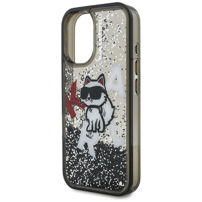 MagSafe cover til Apple iPhone 16, Karl Lagerfeld, Liquid Glitter Choupette Logo, Sort