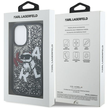 MagSafe cover til Apple iPhone 16, Karl Lagerfeld, Liquid Glitter Choupette Logo, Sort