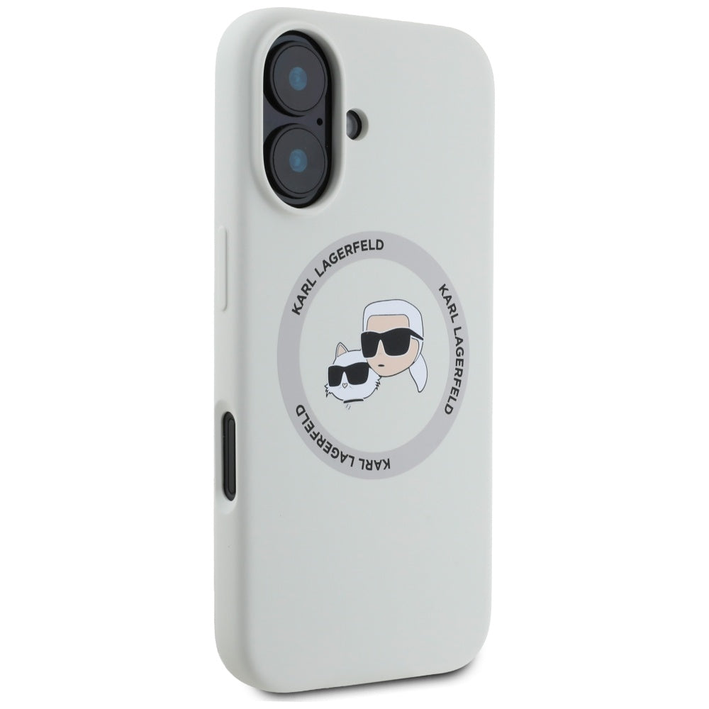 MagSafe cover til Apple iPhone 16, Karl Lagerfeld, Silicone Karl & Choupette's Heads, Beige