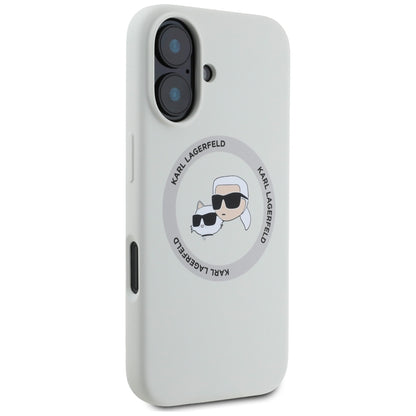 MagSafe cover til Apple iPhone 16, Karl Lagerfeld, Silicone Karl & Choupette's Heads, Beige