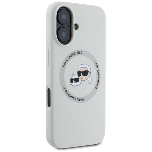 MagSafe cover til Apple iPhone 16, Karl Lagerfeld, Silicone Karl & Choupette's Heads, Beige
