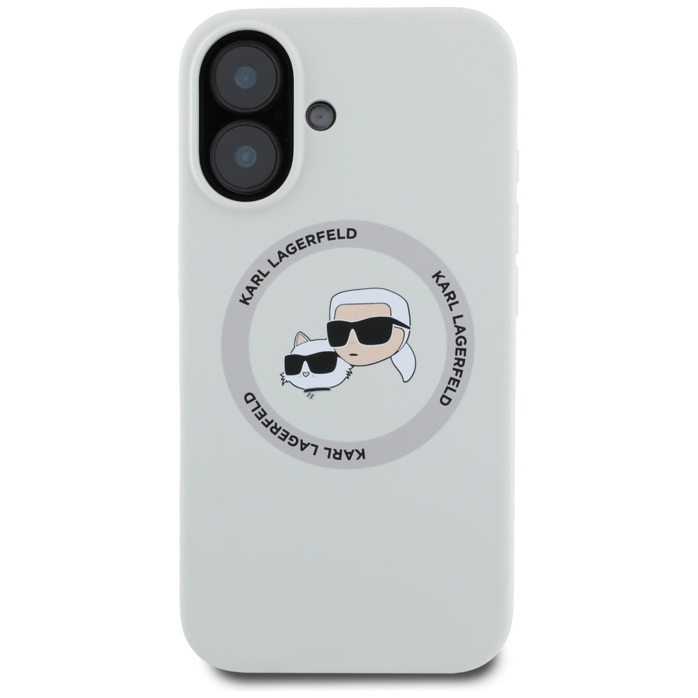 MagSafe cover til Apple iPhone 16, Karl Lagerfeld, Silicone Karl & Choupette's Heads, Beige