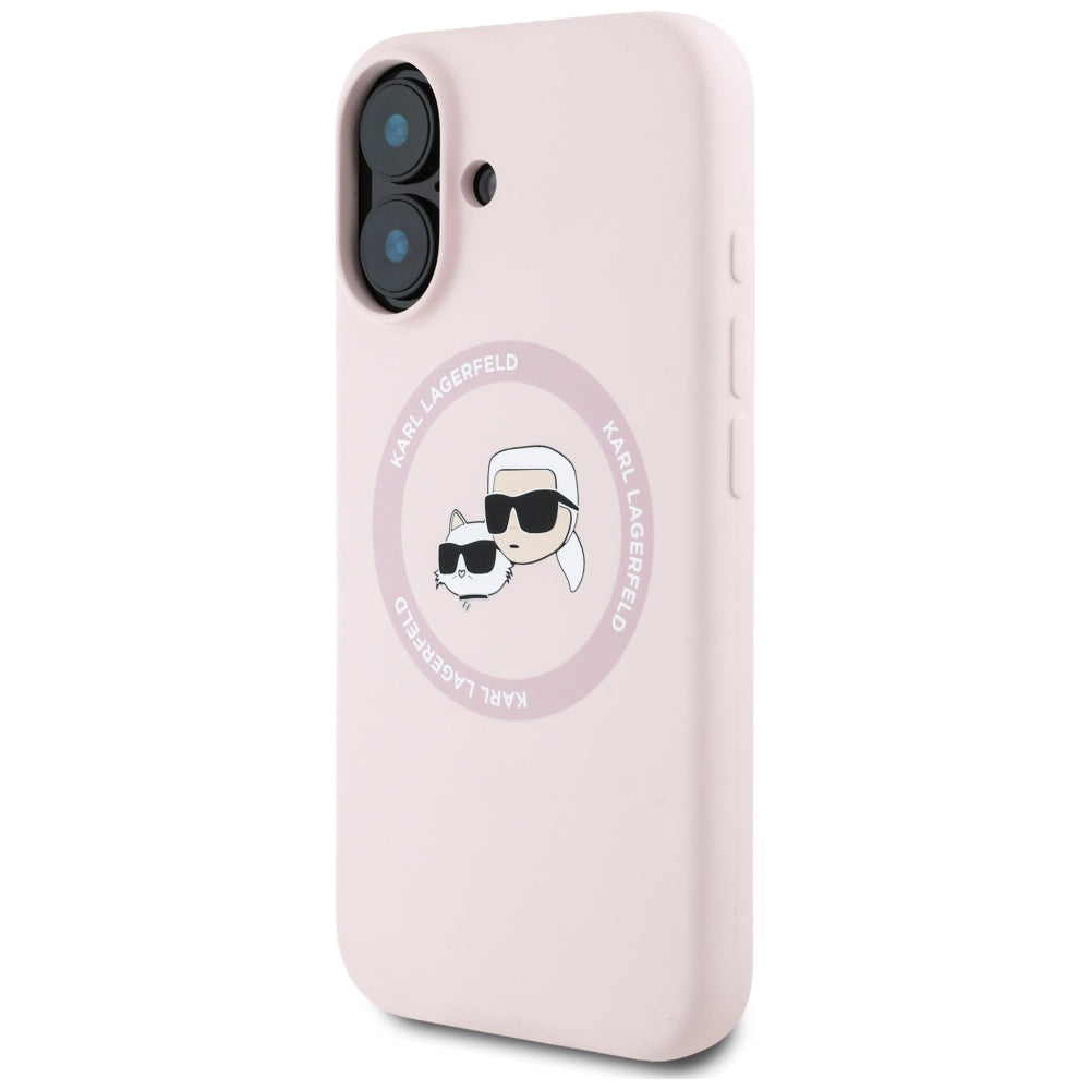 MagSafe cover til Apple iPhone 16, Karl Lagerfeld, Silicone Karl & Choupette's Heads, Pink