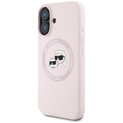 MagSafe cover til Apple iPhone 16, Karl Lagerfeld, Silicone Karl & Choupette's Heads, Pink