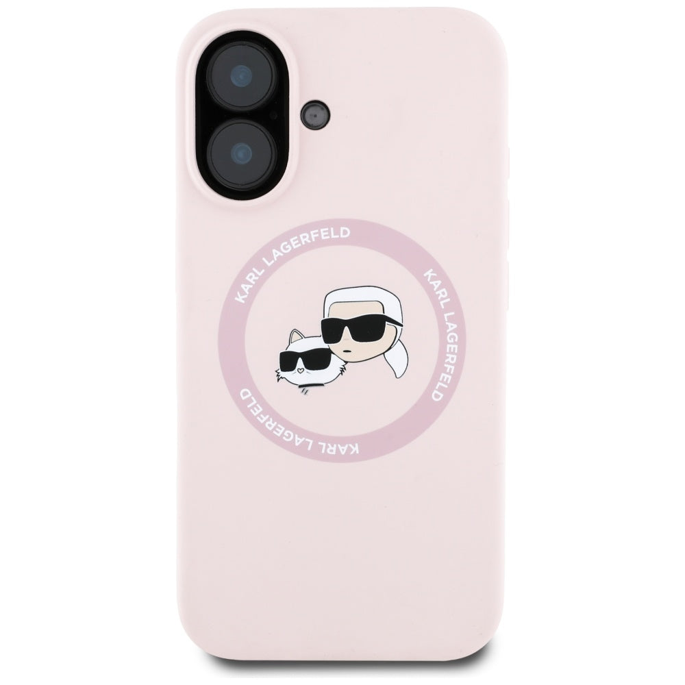 MagSafe cover til Apple iPhone 16, Karl Lagerfeld, Silicone Karl & Choupette's Heads, Pink