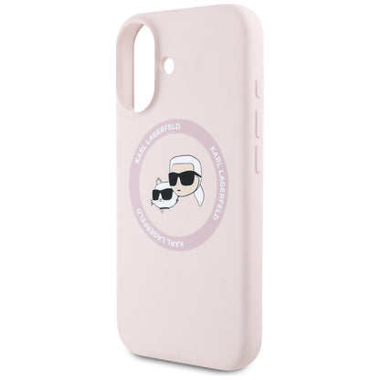 MagSafe cover til Apple iPhone 16, Karl Lagerfeld, Silicone Karl & Choupette's Heads, Pink