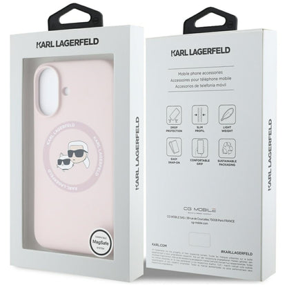MagSafe cover til Apple iPhone 16, Karl Lagerfeld, Silicone Karl & Choupette's Heads, Pink