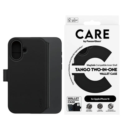 MagSafe cover til Apple iPhone 16, PanzerGlass, Care Feature Tango Two-in-One, Sort