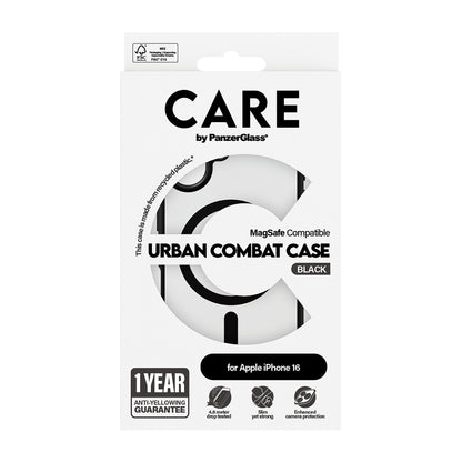 MagSafe cover til Apple iPhone 16, PanzerGlass, Urban Combat Care, Sort Transparent