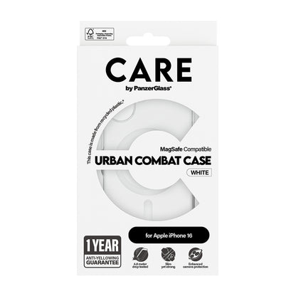 MagSafe cover til Apple iPhone 16, PanzerGlass, Care Urban Combat, Transparent Hvid