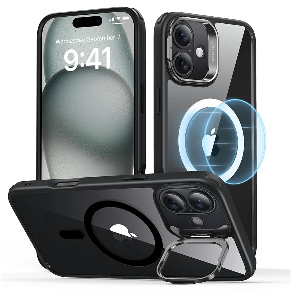 MagSafe cover til Apple iPhone 16 Plus, ESR, Classic Hybrid Kickstand, Sort Transparent