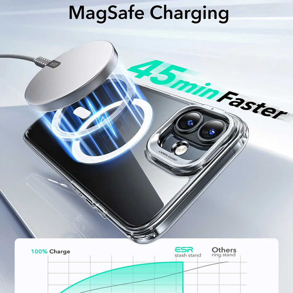 MagSafe cover til Apple iPhone 16 Plus, ESR, Classic Hybrid Kickstand, Gennemsigtig