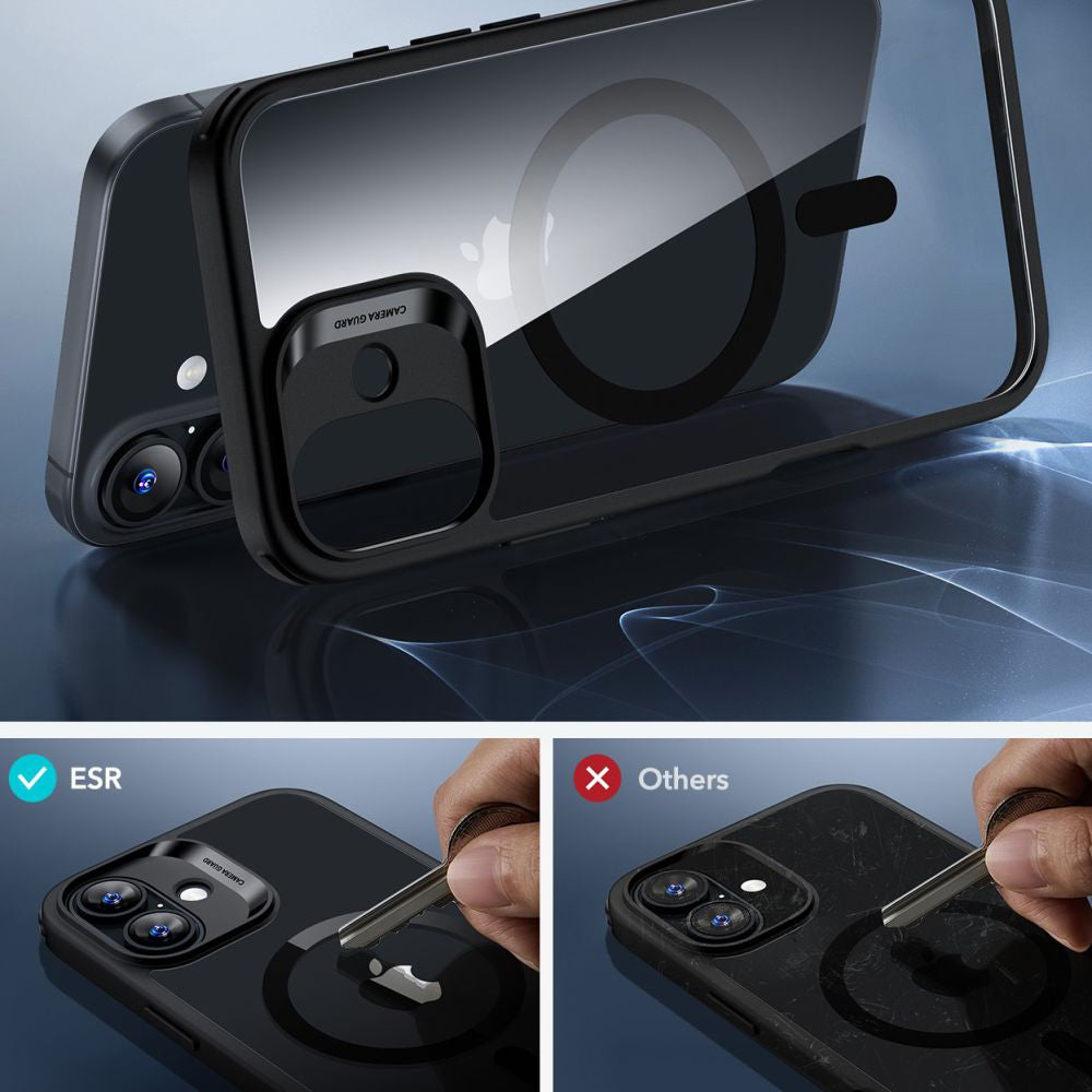 MagSafe cover til Apple iPhone 16 Plus, ESR, Classic Hybrid med skærmbeskytter, Sort Transparent